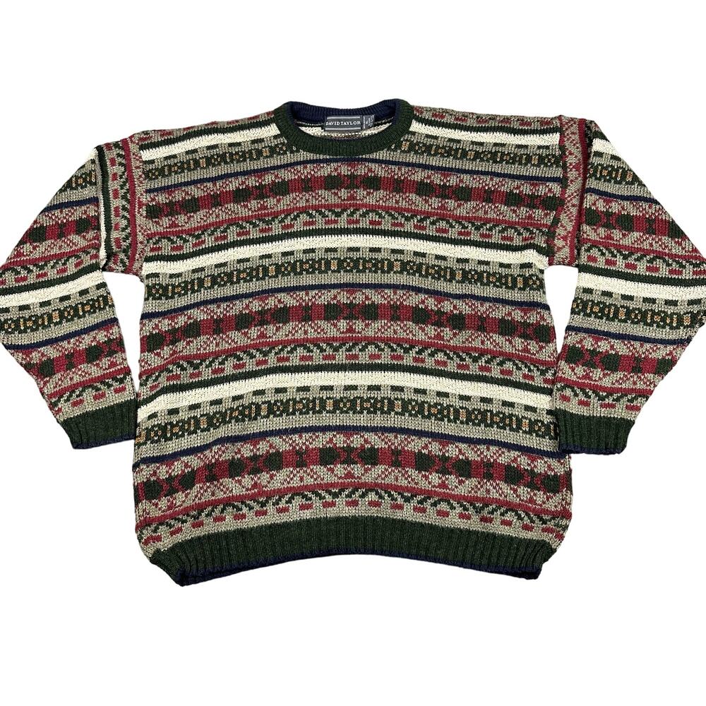 Vintage David Taylor Size XL‎ Mens Fair Isle Crewneck Sweater Dad Grandpa